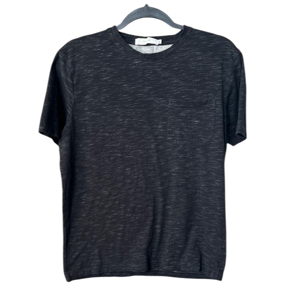 Black Space Dye Pocket Tee Minimalist Stretch T Shirt Size S